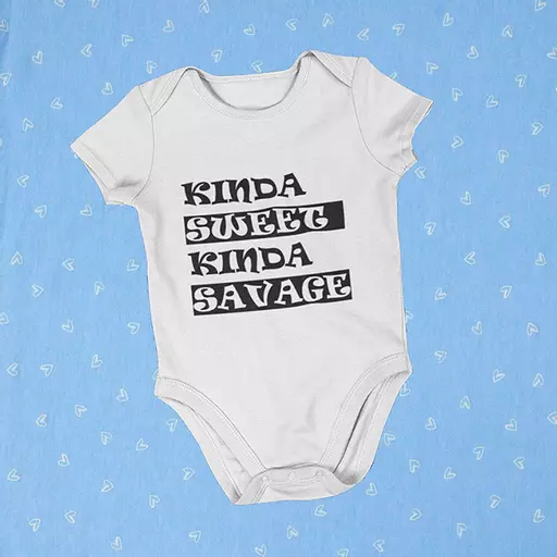 Personalised 'Kinda Sweet Kinda Savage' Babygrow