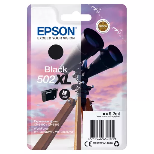 Epson C13T02W14010/502XL Ink cartridge black high-capacity, 550 pages 9,2ml for Epson XP 5100