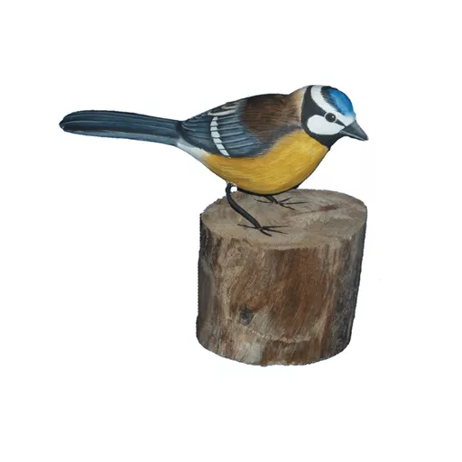 Carved Wooden Blue Tit