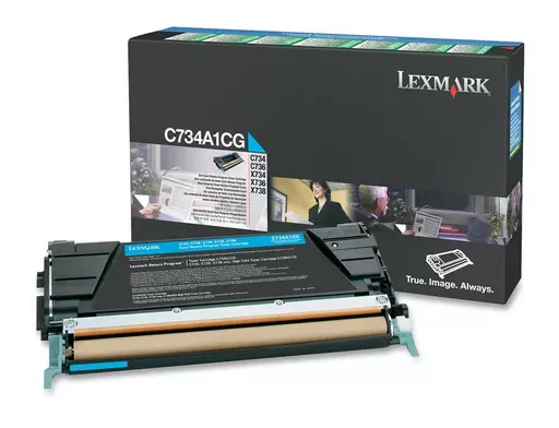 Lexmark C734A1CG Toner-kit cyan return program, 6K pages ISO/IEC 19752 for Lexmark C 734/736