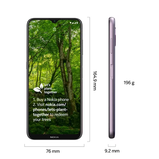 Nokia G G10 smartphone Scandinavian design, Dual SIM, RAM 3GB, ROM 32GB, up to 3 days battery life, improved 6.5" display, triple camera with AI modes, Android 11 - Purple