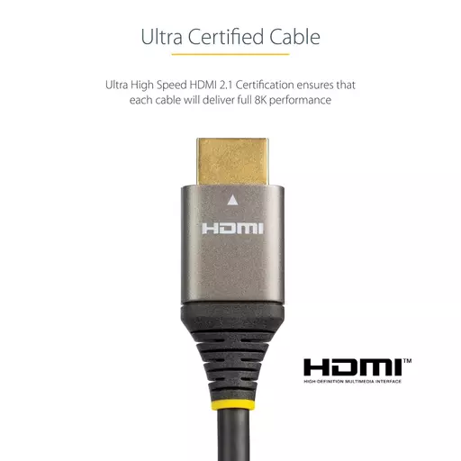 StarTech.com 16ft (5m) HDMI 2.1 Cable 8K - Certified Ultra High Speed HDMI Cable 48Gbps - 8K 60Hz/4K 120Hz HDR10+ eARC - Ultra HD 8K HDMI Cable - Monitor/TV/Display - Flexible TPE Jacket