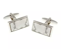 Howlite Marble Cabochon Rectangular Cufflinks