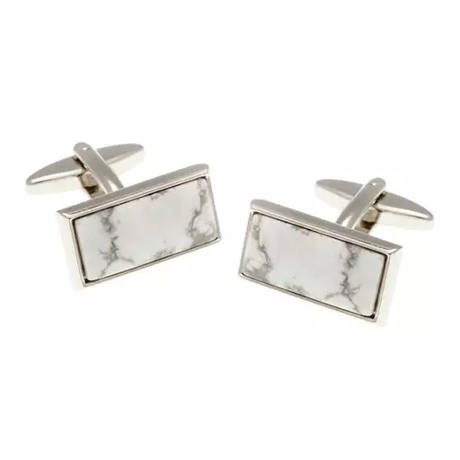 Howlite Marble Cabochon  Rectangular Cufflinks