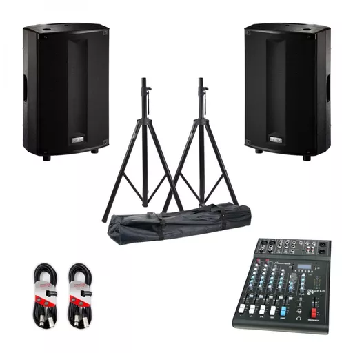 FBT PROMaxX 112A Active Speakers, Mixer & Stand Kit Bundle