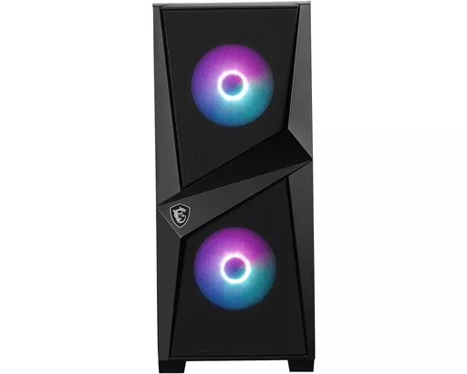 MSI MAG FORGE 100R Mid Tower Gaming Computer Case 'Black, 2x 120mm ARGB PWM Fan, 1x 120mm Fan, 1-6 ARGB Hub, Mystic Light Sync, Tempered Glass Panel, ATX, mATX, mini-ITX'