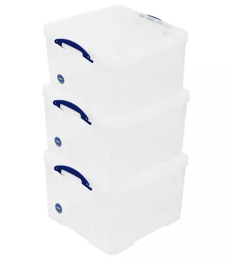 Pack of 3 - 42L Storage Box With Secure Lid