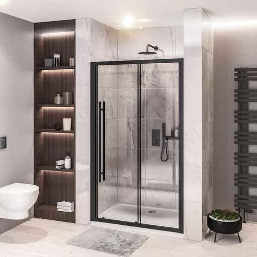 Vantage 2000 Easy Clean 2000x1300mm Slider Shower Door - Matt Black
