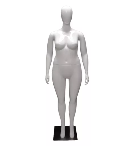 Gloss White Plus Size Female Faceless Mannequin - Arms by side