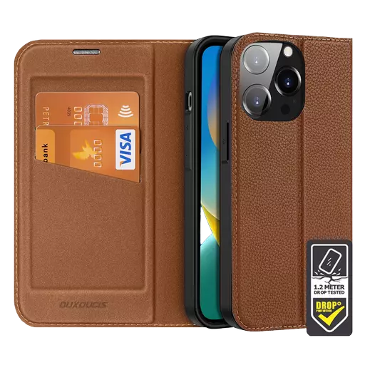 Dux Ducis - Skin X Wallet for iPhone 14 Pro - Brown