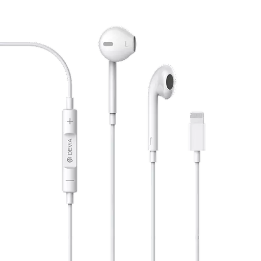 Devia - Lightning Earphones with Microphone & Volume Control - White