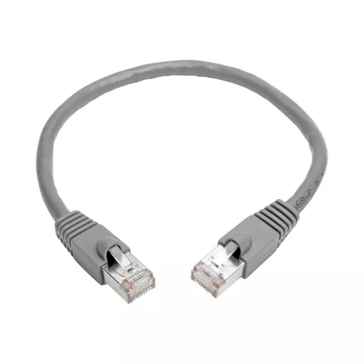 Tripp Lite N262-001-GY Cat6a 10G Snagless Shielded STP Ethernet Cable (RJ45 M/M), PoE, Gray, 1 ft. (0.31 m)