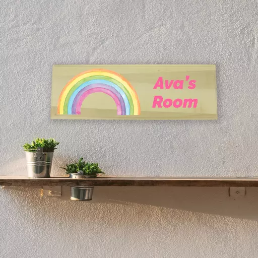 Rainbow Bedroom Wooden Sign