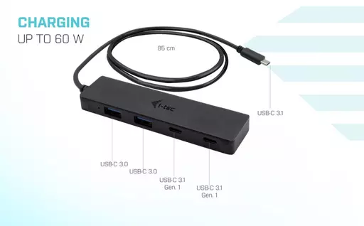 i-tec Metal USB-C HUB 2x USB 3.0 + 2x USB-C, with 85cm USB-C cable