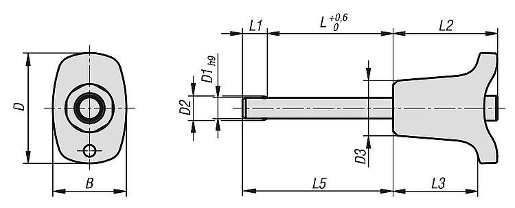 Ball Lock Pin With Mushroom Grip. 6mm Pin Diameter. 30mm Clamping Length. Stainless Steel.