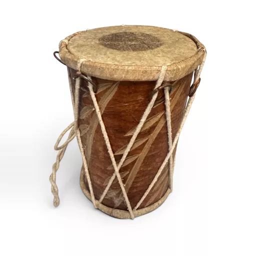 Hand-Carved Folk Dholak Hand Drum