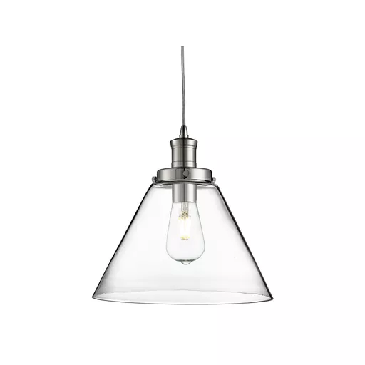 Pyramid Pendant - Chrome Metal & Glass