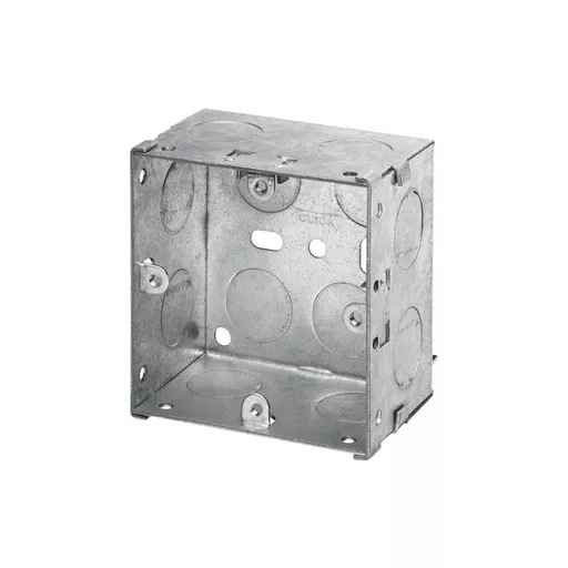 Single Gang Galvanised Steel Knockout Back Box, 47mm Deep