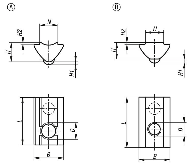 Twist In Slot For Aluminium Profile. Form A. M4 Thread. 6mm Slot Width.