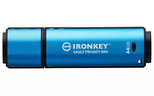 Kingston Technology IronKey 64GB USB-C Vault Privacy 50C AES-256 Encrypted, FIPS 197