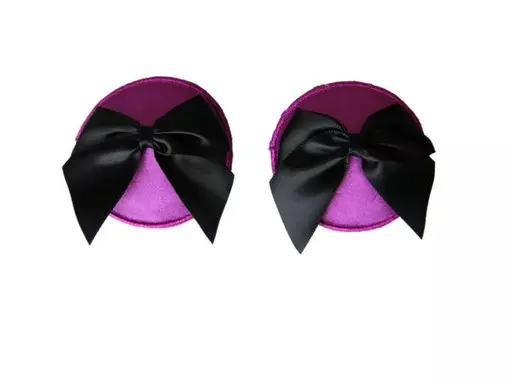 Sexy Purple With Black Bows Nipple Covers