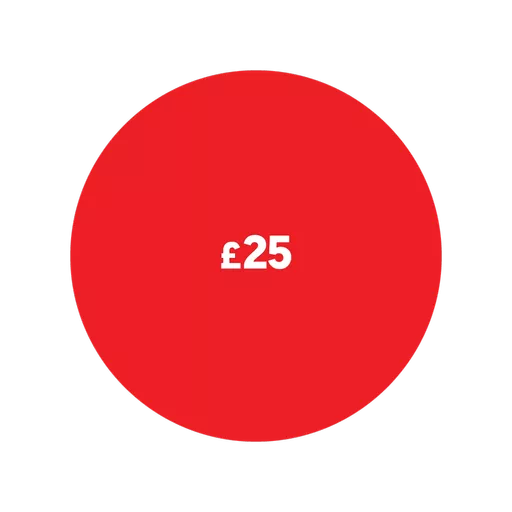 Pricing Label - £25 Pricing Labels 20mm - 21 Labels Per Sheet
