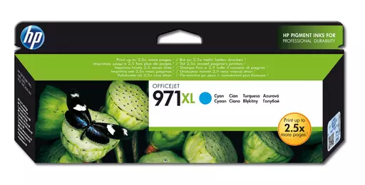 HP CN626AE/971XL Ink cartridge cyan high-capacity, 6.6K pages ISO/IEC 24711 86,5ml for HP OfficeJet Pro X