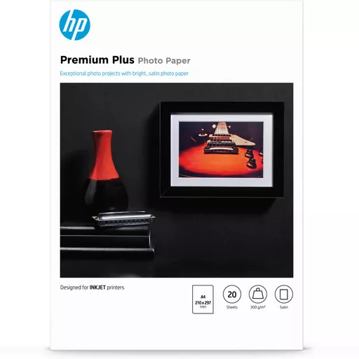 HP Premium Plus Photo Paper, Satin, 300 g/m2, A4 (210 x 297 mm), 20 sheets