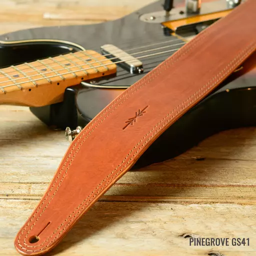 GS41 Tan Leather Guitar Strap by Pinegrove Leather