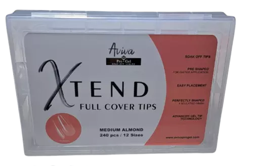 Aviva ProGel XTend Full Cover Gel Tips (Prebuffed) Medium Almond