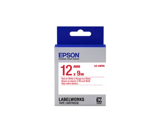 Epson C53S654011/LK-4WRN Ribbon red on white 12mm x 9m for Epson LabelWorks 4-18mm/36mm/6-12mm/6-18mm/6-24mm