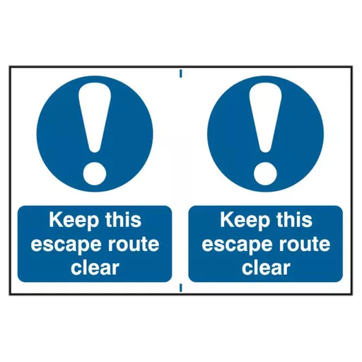 ASEC `Keep This Escape Route Clear` 200mm x 150mm PVC Self Adhesive Sign