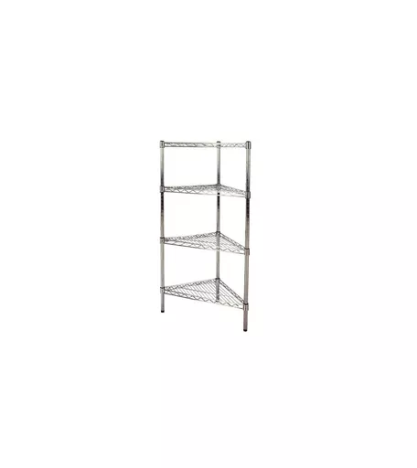 Chrome Wire Corner Shelf Unit | 4 Shelf 1200mm x 450mm Unit