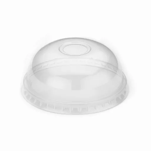 9OZ CLEAR RPET DOMED COLD CUP LID WITH HOLE - (1X2000)