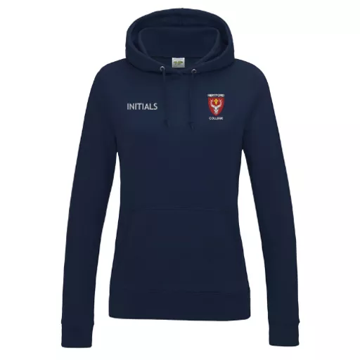 HertfordCollege_WomensHoodie_NewFrenchNavy_Front.png