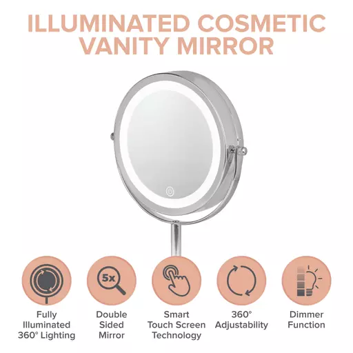 Illuminated Cosmetic Mirror with Touch Sensor Mirrors Carmen Products