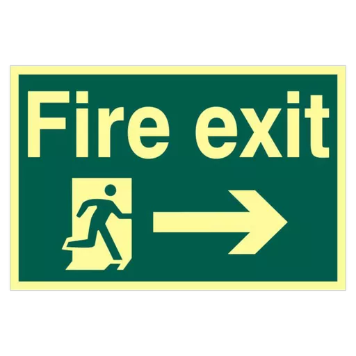 ASEC `Fire Exit` 200mm x 300mm PVC Self Adhesive Photo luminescent Sign