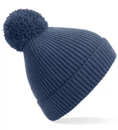 Engineered Knit Ribbed Pom Pom Beanie