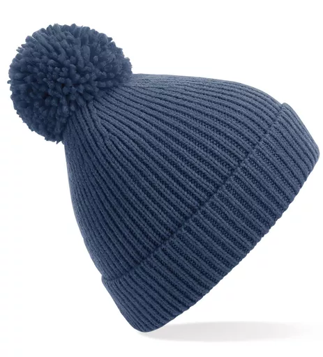 Engineered Knit Ribbed Pom Pom Beanie