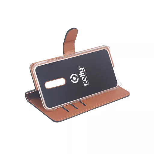 Celly Wally mobile phone case 16.5 cm (6.5") Folio Black, Brown