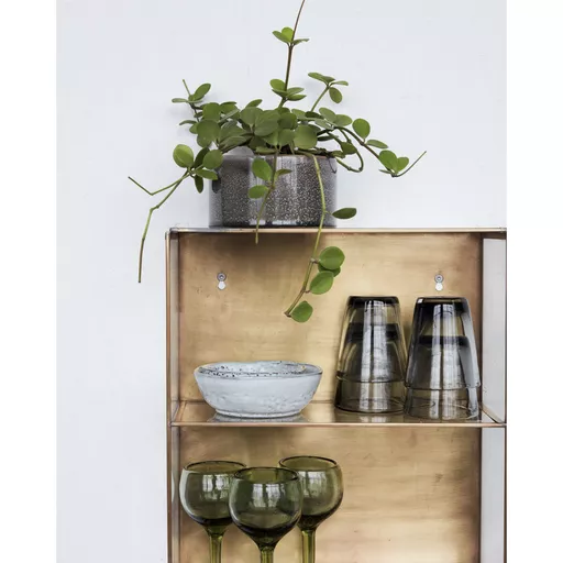 Cabinet, HDGlass, Brass, Four Shelves