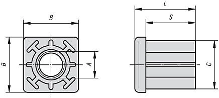 Screw Plug. M20 Thread. To Suit 40x1.5mm Square Tubes.