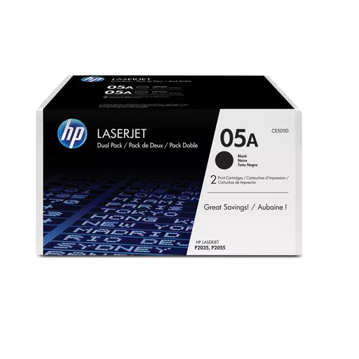 HP CE505D/05A Toner cartridge black twin pack, 2x2.3K pages ISO/IEC 19752 Pack=2 for HP LaserJet P 2035/2055