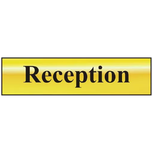 ASEC `Reception` 200mm x 50mm Gold Self Adhesive Sign