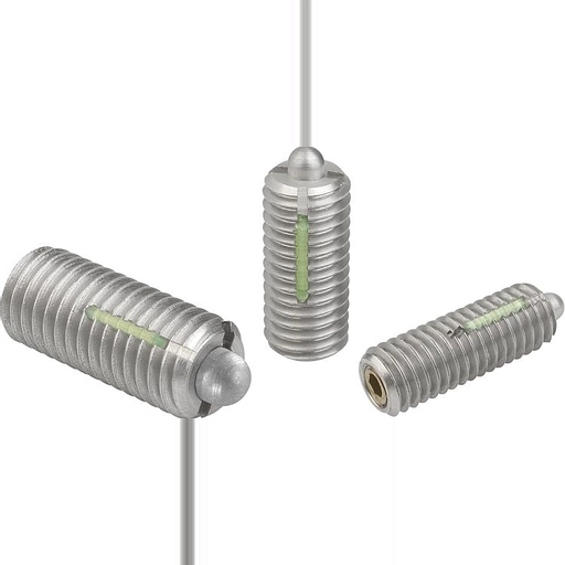K0329 - Spring Plungers With Hexagon Socket And Thrust Pin In Stainless Steel, With Thread Lock