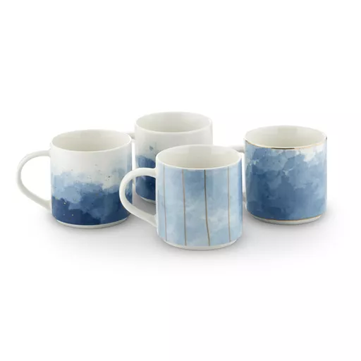 Ink Mug, Set of 4 Blue