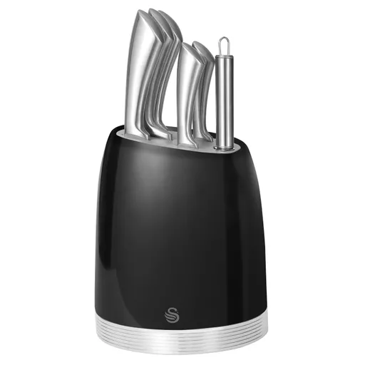 6 Piece Knife Block Black