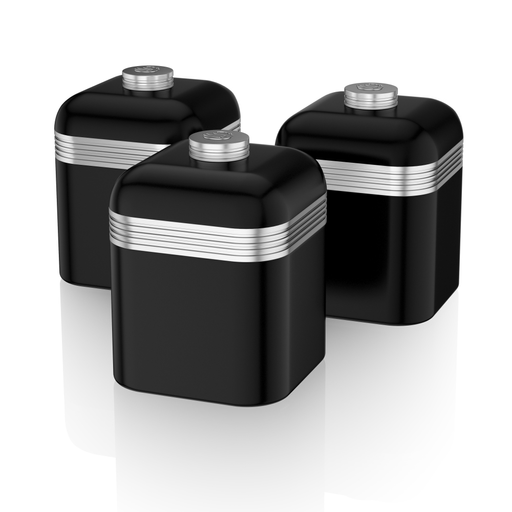 Swan - Retro 3 Piece Canisters - Black - Iron - Image 2