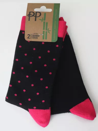 Pretty Polly Black and Pink Spot Socks 3.jpg