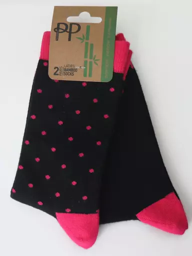 Pretty Polly Black and Pink Spot Socks 3.jpg